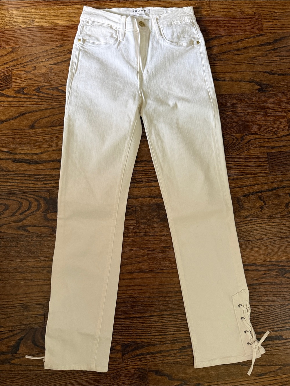 Frame Denim White High-Rise Straight Jeans